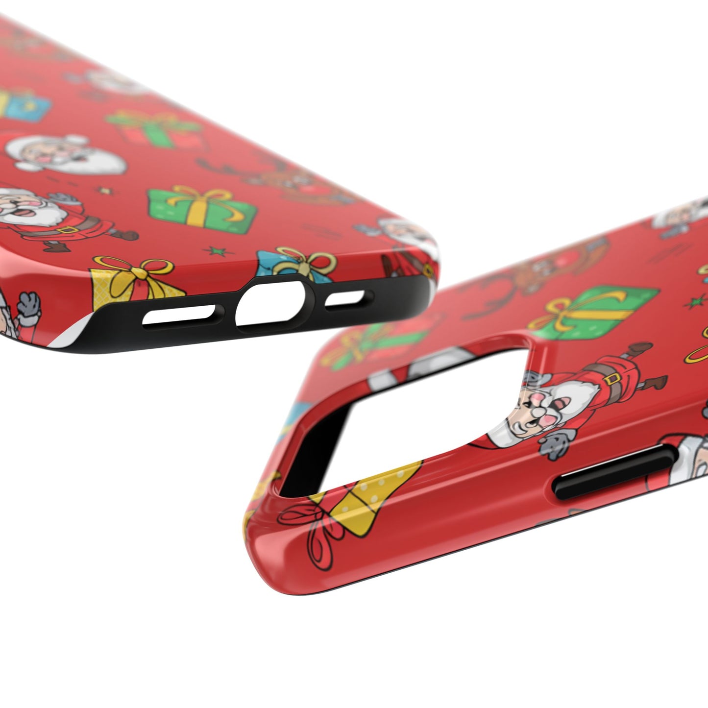 Festive Santa and Reindeer Tough Phone Case - Christmas Holiday Design