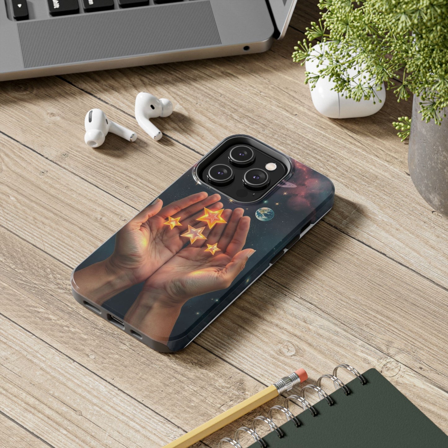 Galaxy Hands Tough Phone Case - Celestial Design for Star Lovers