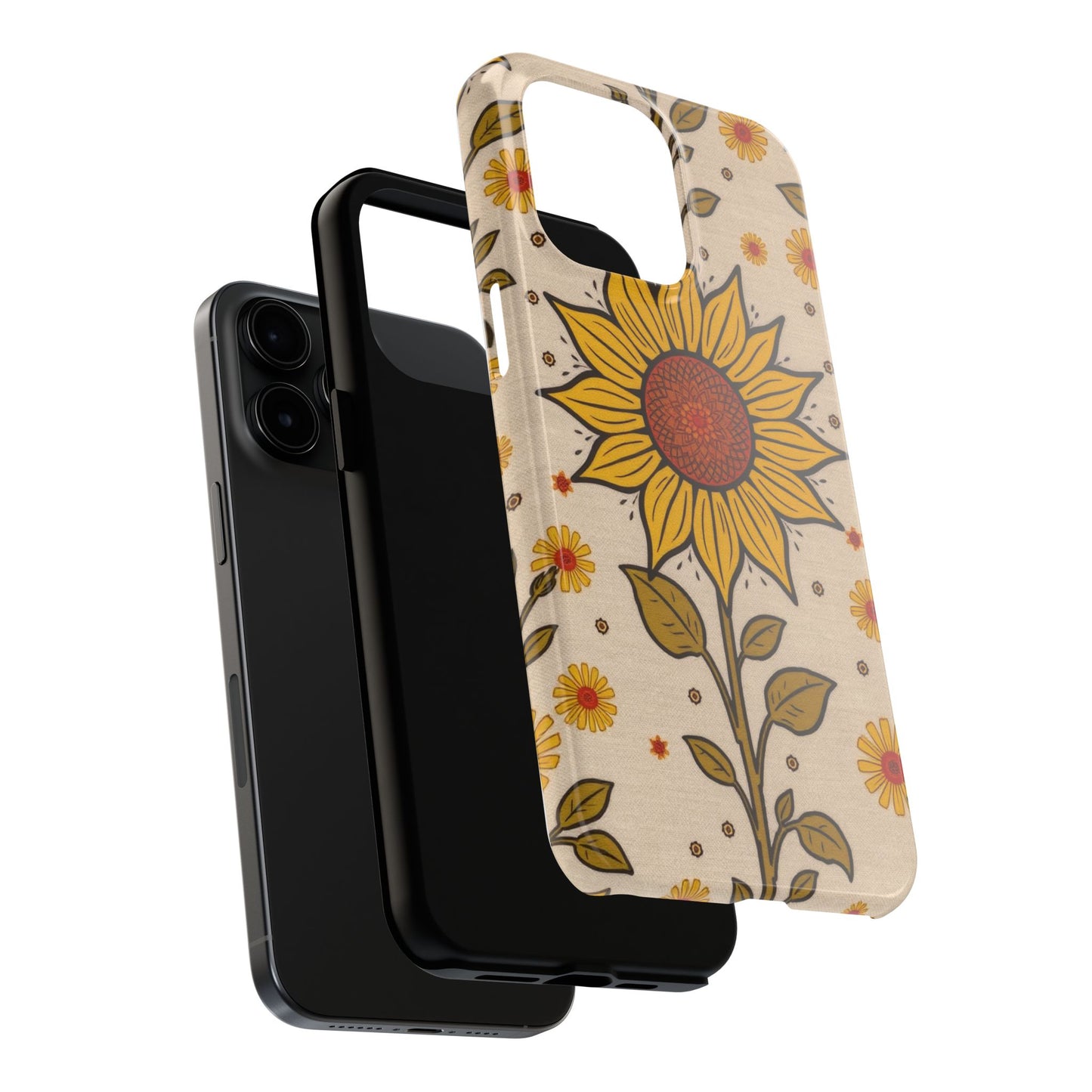 Bright Sunflower Origins Tough Phone Case - Floral Design for Nature Lovers - for iPhone