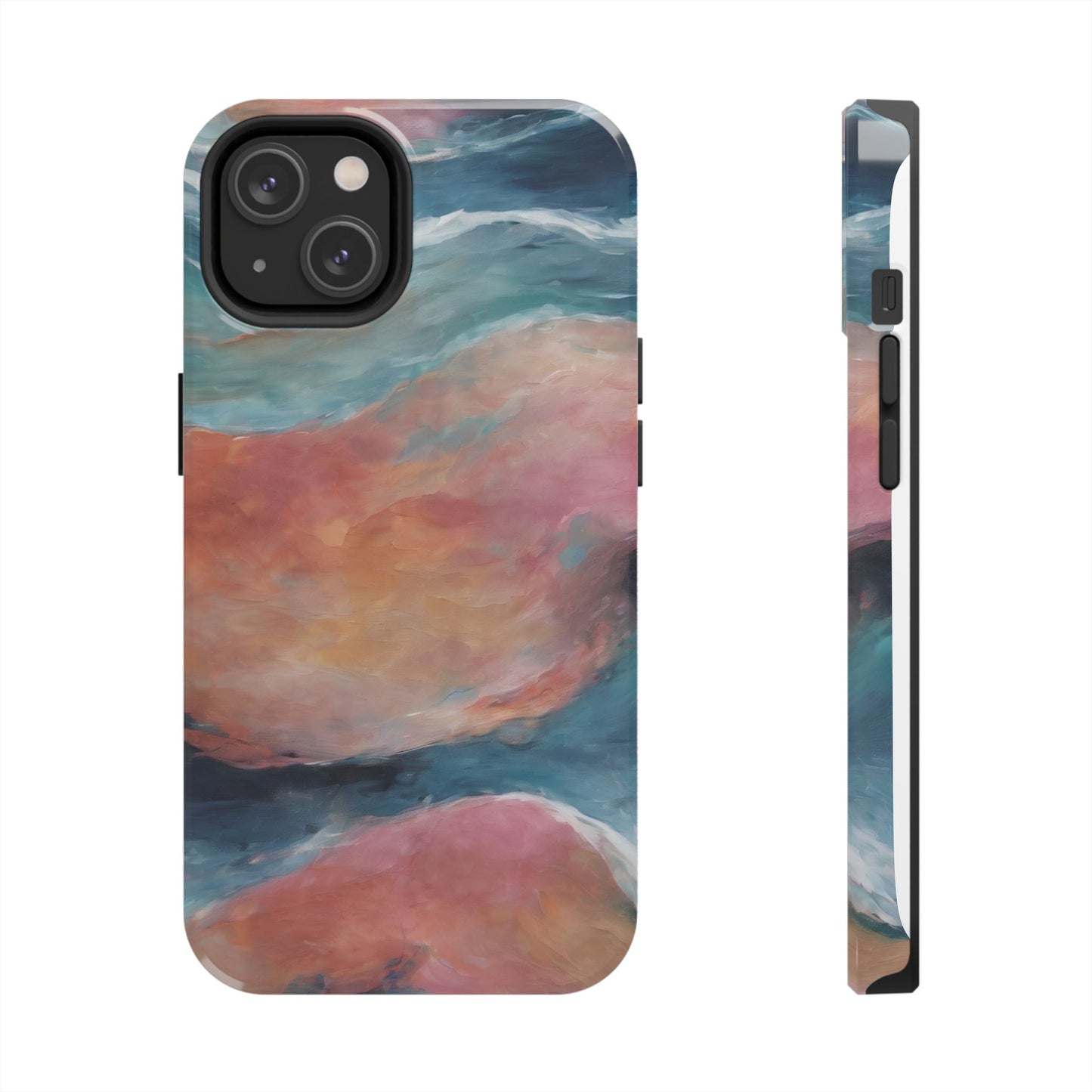 Artistic Painted Sea Tough Phone Case - Abstract Waves Design - for iPhone
