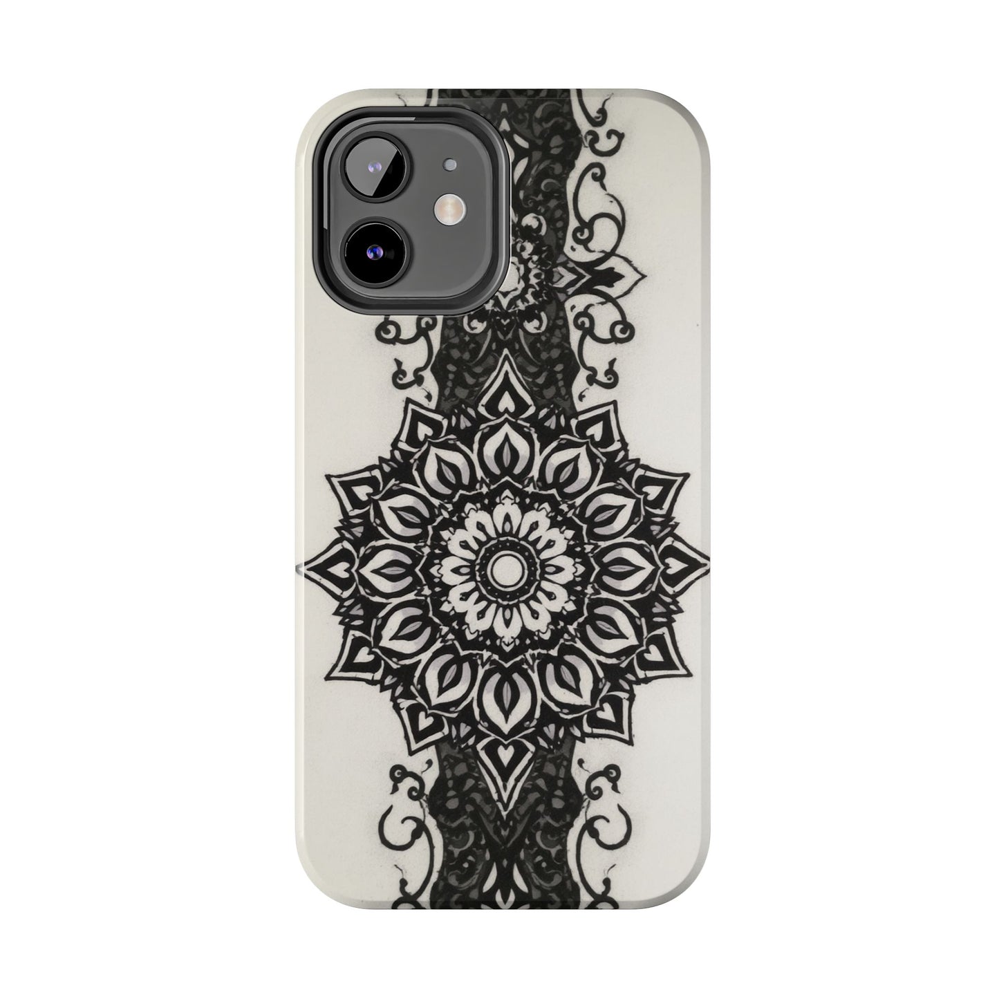 Stylish Tough Phone Cases with Dark Mandala Design - Durable and Unique Protection - for iPhone
