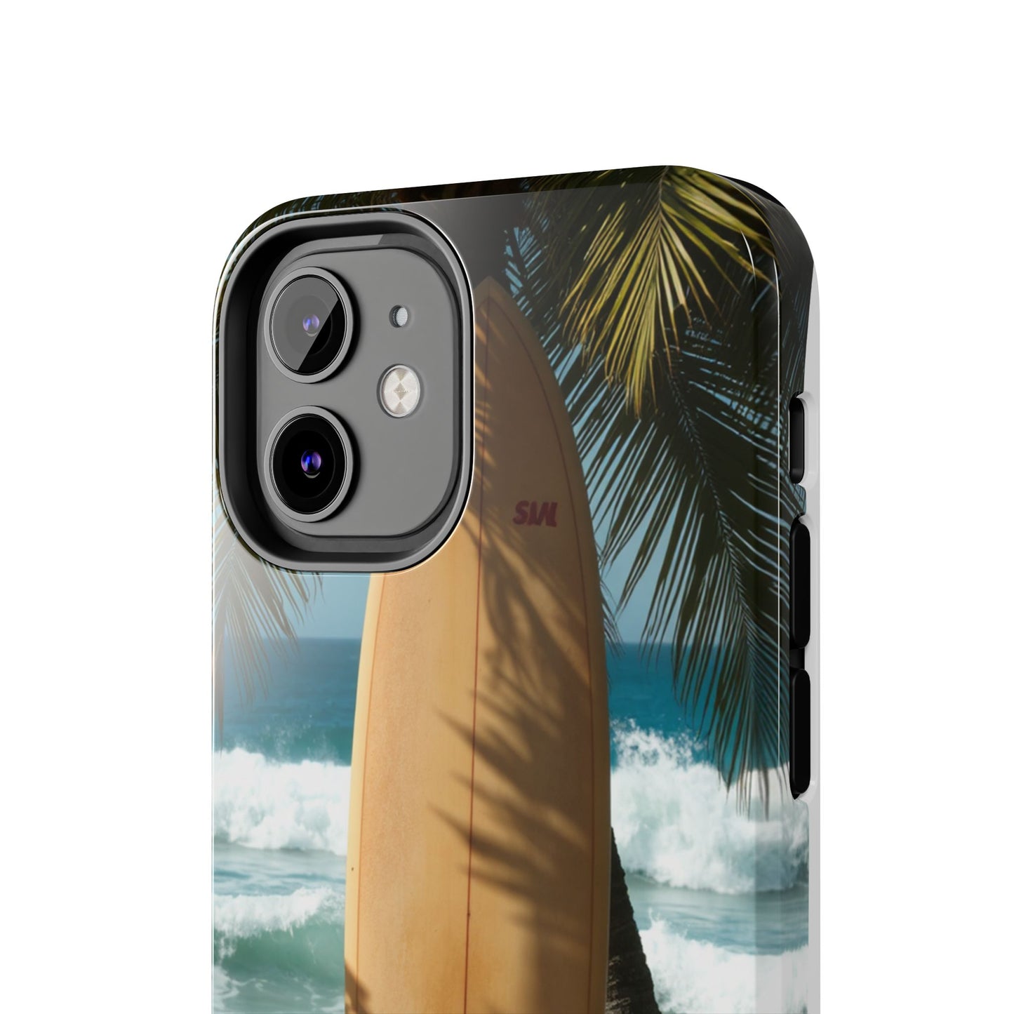 Tough Surfing Phone Case - Beach Vibes with Palm Trees & Surfboard