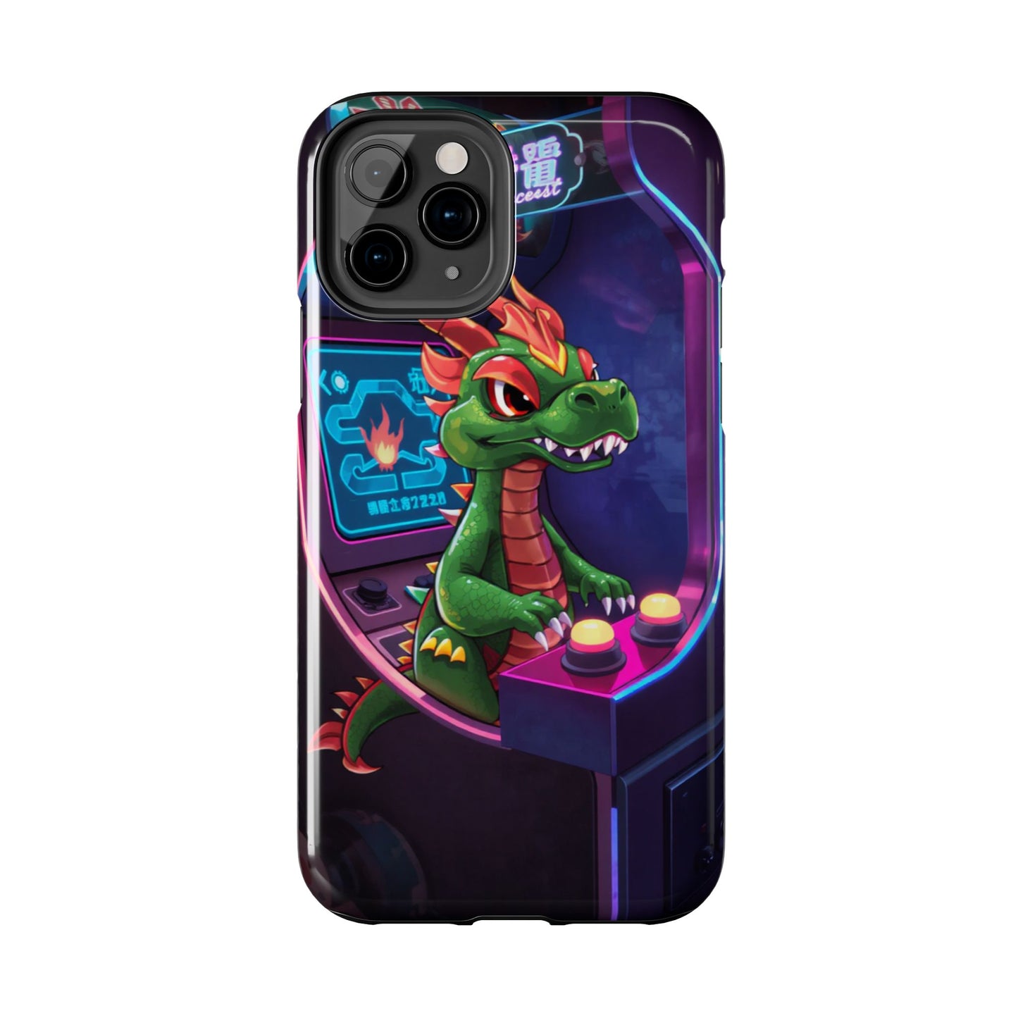 Retro Gamer Tough Phone Case with Dragon Design