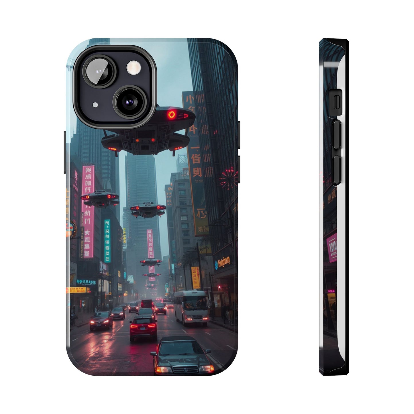 Futuristic City Tough Phone Case - Sci-Fi Design for Urban Explorers