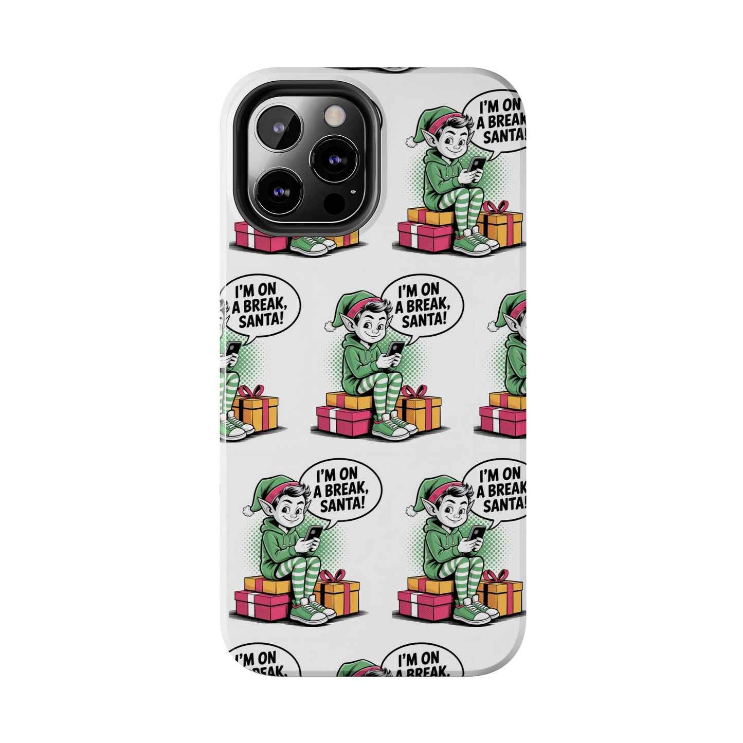 Christmas Elf Tough Phone Case - I'm on a Break, Santa Pattern!