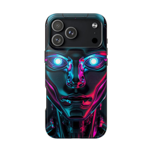 Futuristic Phone Case, Tough Phone Cover, Cyberpunk Style, Robot Design, Gift for Tech Lovers, Unique Phone Accessories