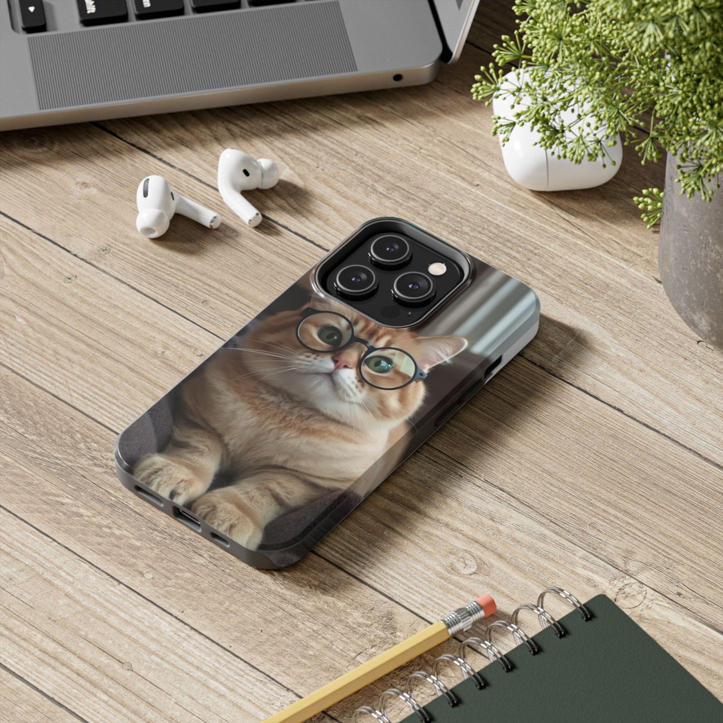 Cute Cat Glasses Tough Phone Case - Fun & Stylish Protection for Cat Lovers