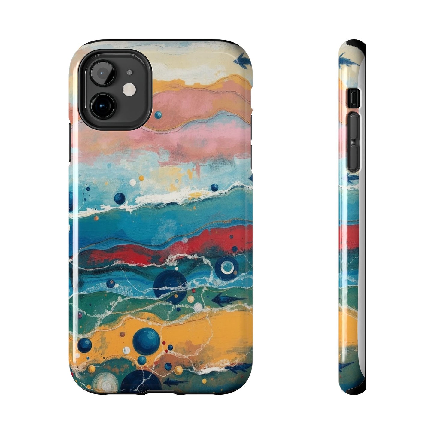 Artistic Tough Phone Case - Vibrant Waves Design for Unique Style