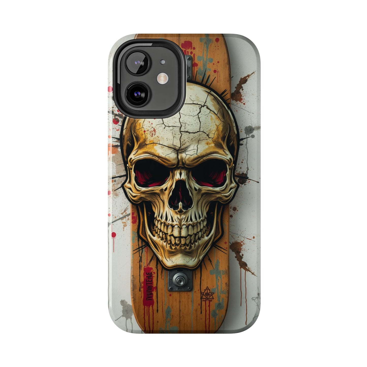 Edgy Skull Tough Phone Case - Durable Protection for Skateboard Enthusiasts