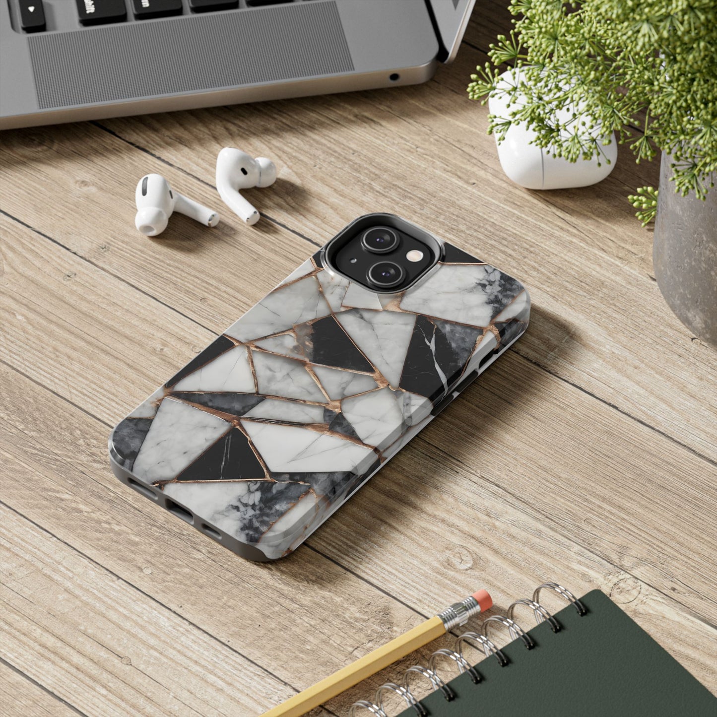 Elegant Marble Tough Phone Case - Stylish Protection for iPhone