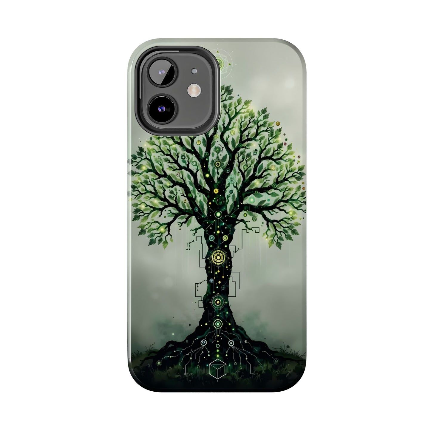 Nature-Inspired Tough Phone Case with Tech Tree Design - for iPhone