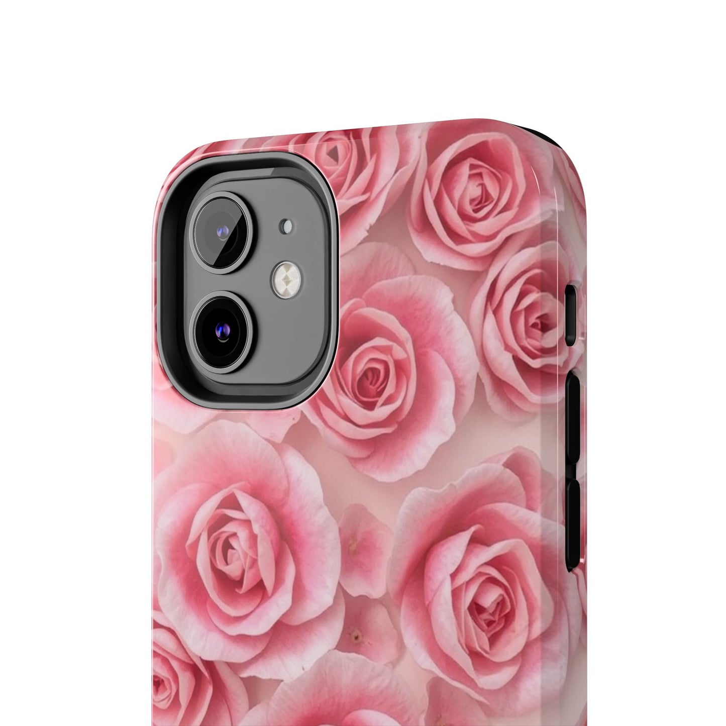 Floral Tough Phone Case - Pink Rose Design, Durable Protection for Flower Lovers