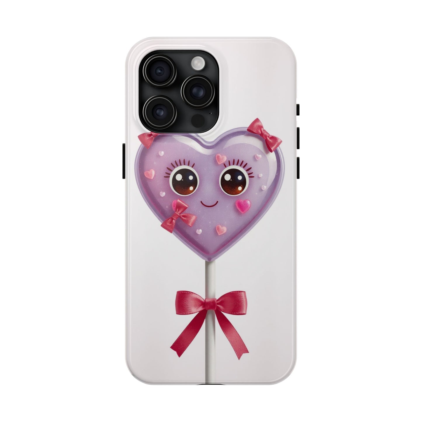 Cute Heart Lollipop Tough Phone Case - Adorable Protection for Candy Lovers
