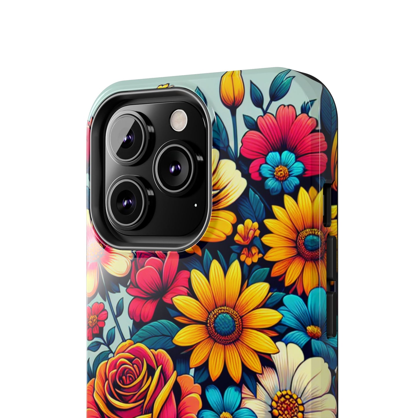 Vibrant Floral Tough Phone Case - Colorful Flower Design - for iPhone
