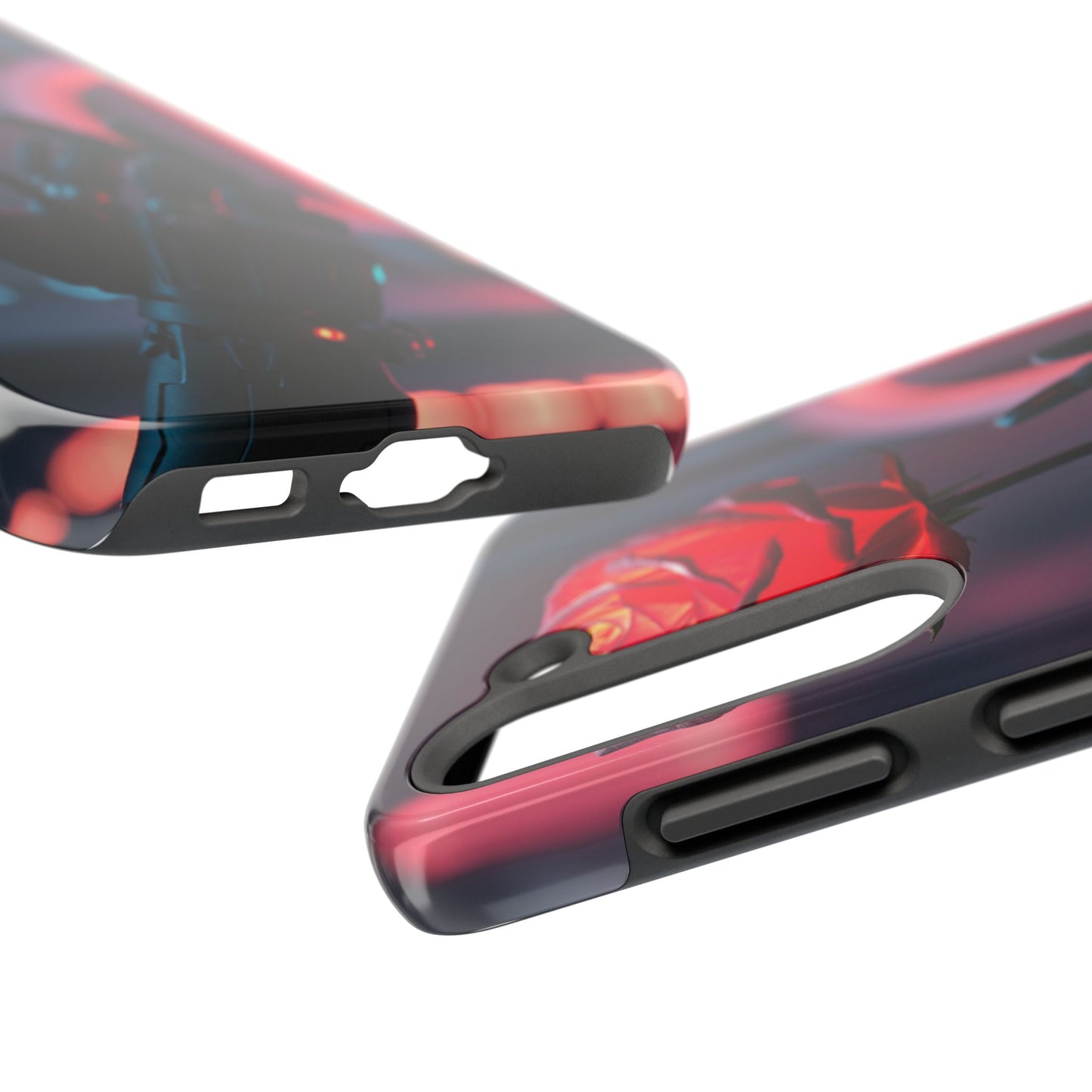 Futuristic Tough Phone Case with Robotic Rose Design | Durable Protection