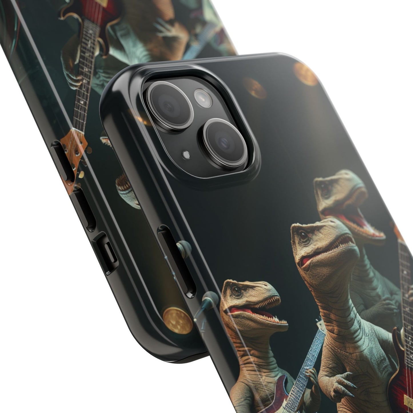 Rockin' Dinosaur Tough Phone Cases - Perfect for Music Lovers and Kids!