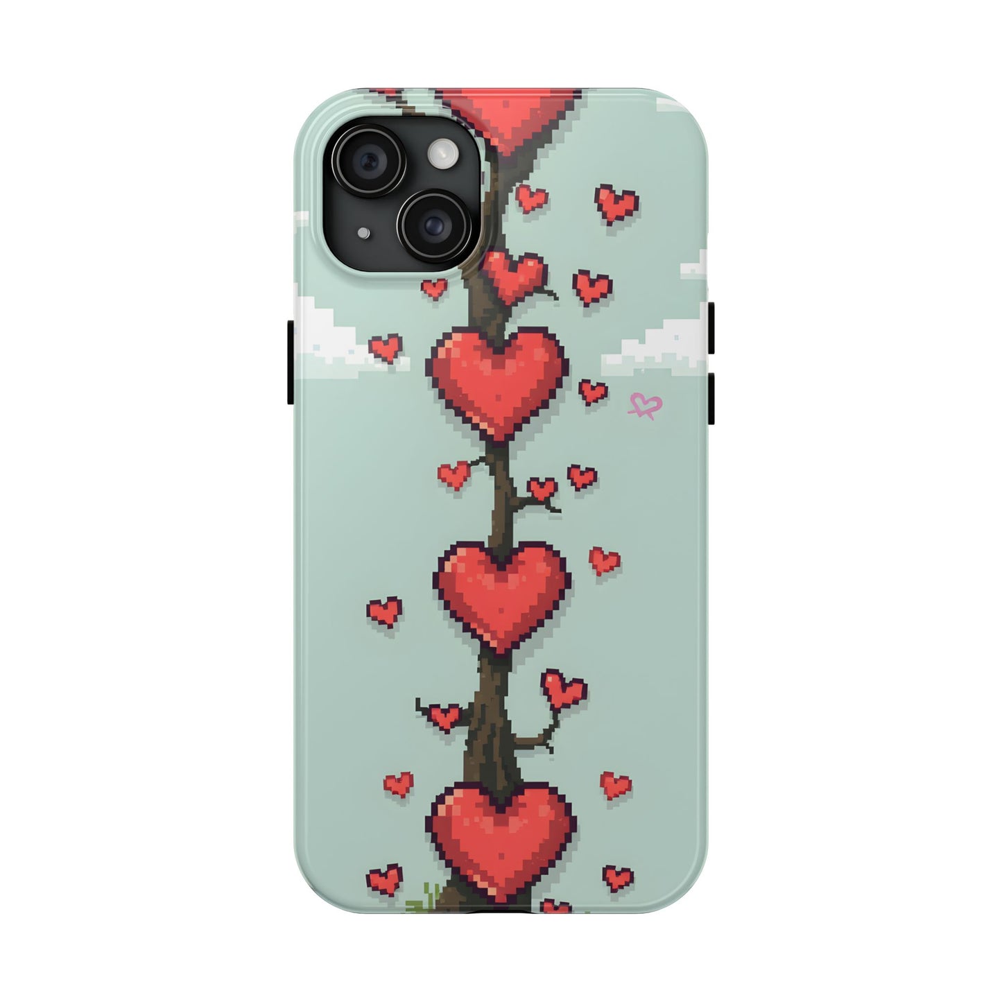Pixelated Love Hearts Tree | Tough Phone Case - Cute Design - for iPhone