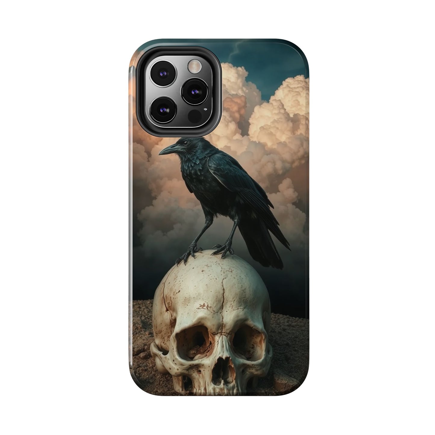 Gothic Raven Skull Tough Phone Case - Unique Protective Cover for Halloween Lovers