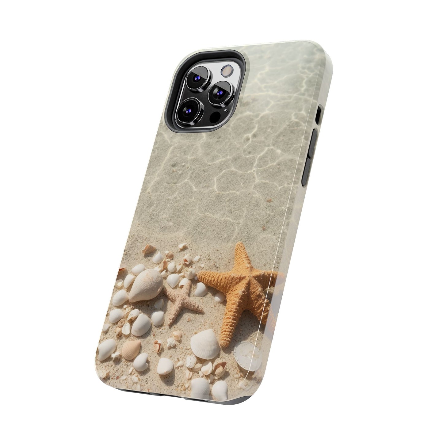 Beach-Inspired Tough Phone Case with Starfish and Seashell Design