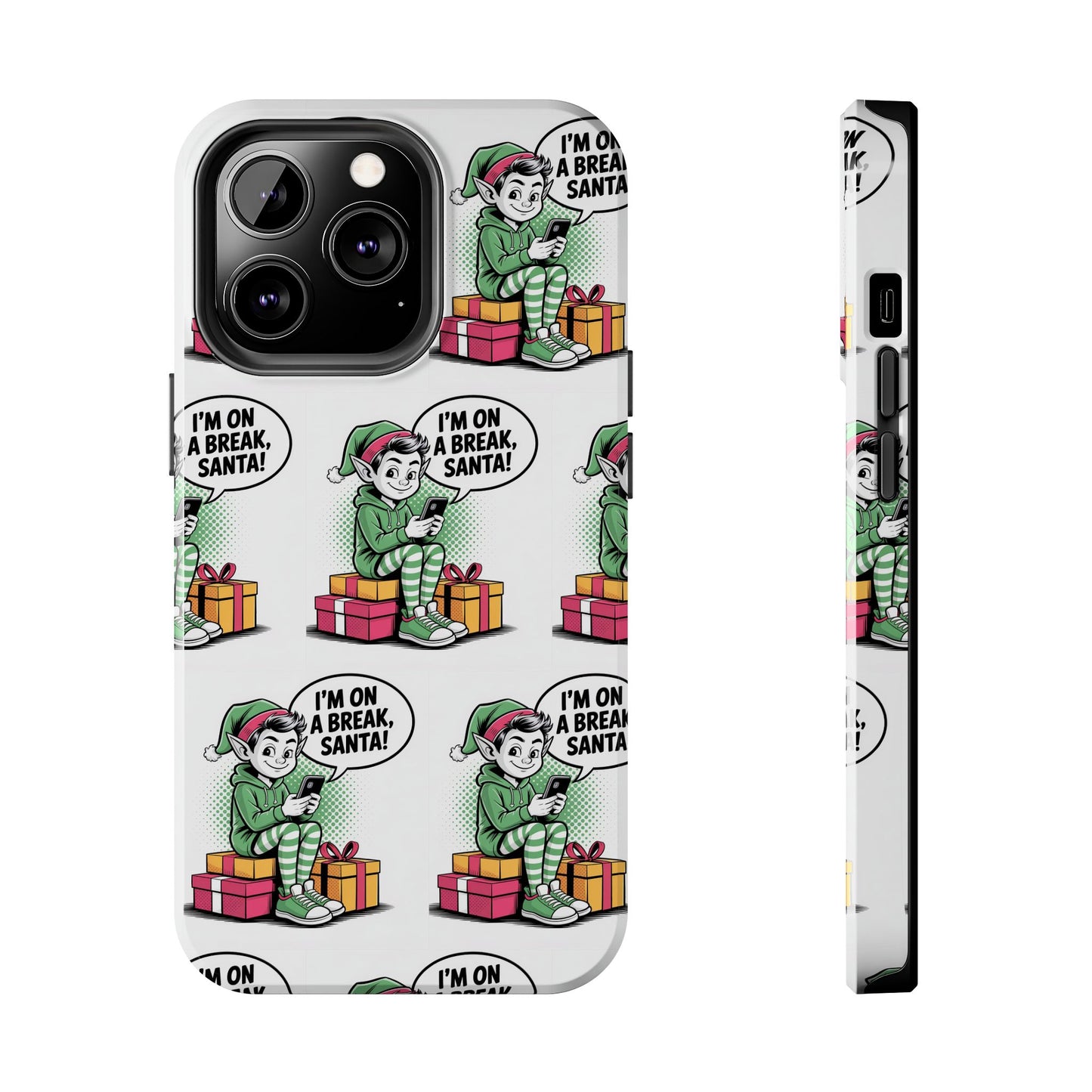 Christmas Elf Tough Phone Case - I'm on a Break, Santa Pattern!