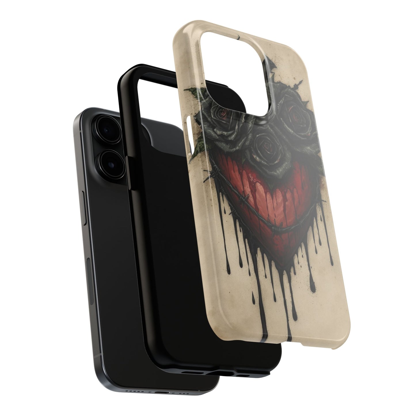 Gothic Heart Phone Case with Roses - Tough & Durable Design