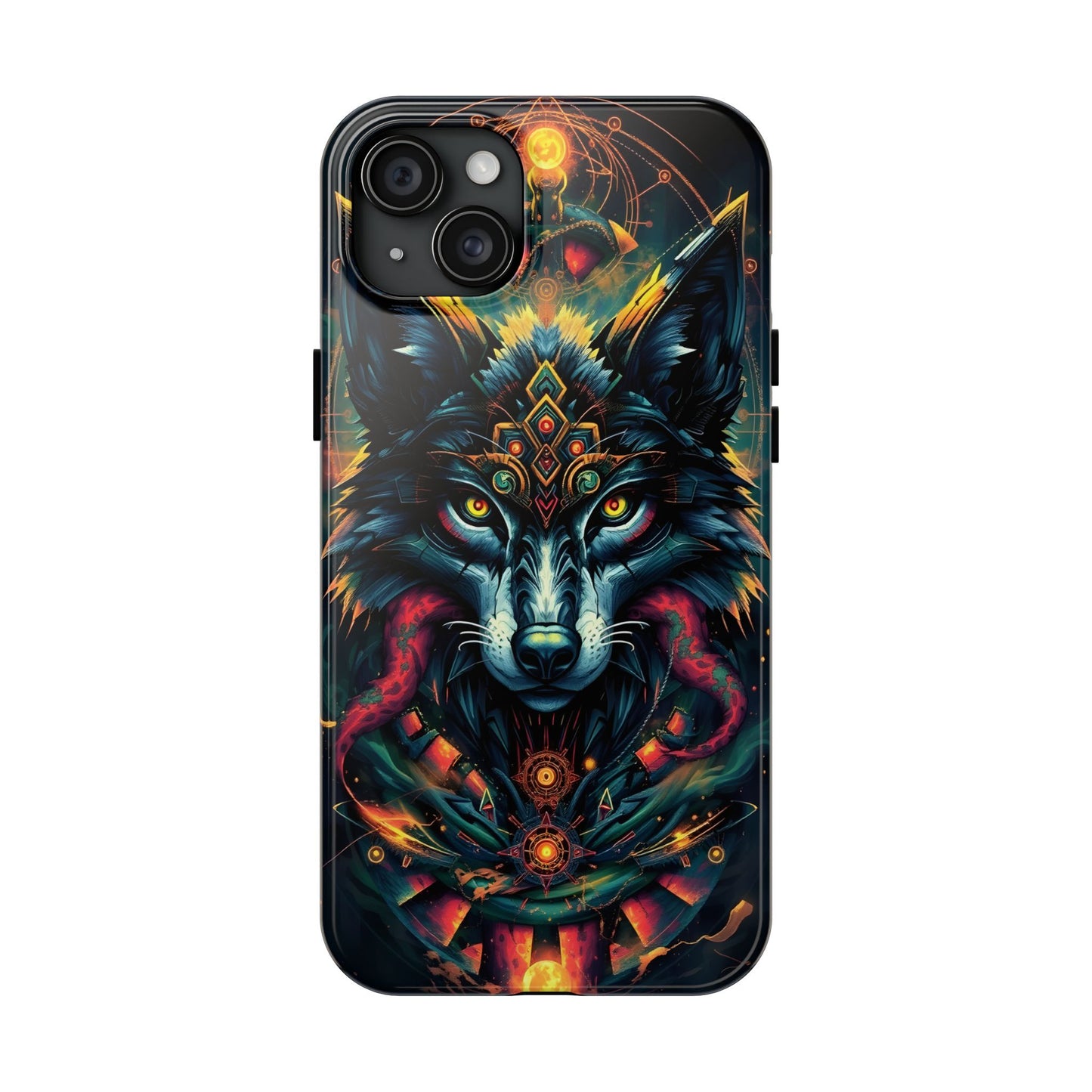 Vibrant Mystical Wolf Art Tough Phone Case - Durable & Unique Design for Animal Lovers - for iPhone