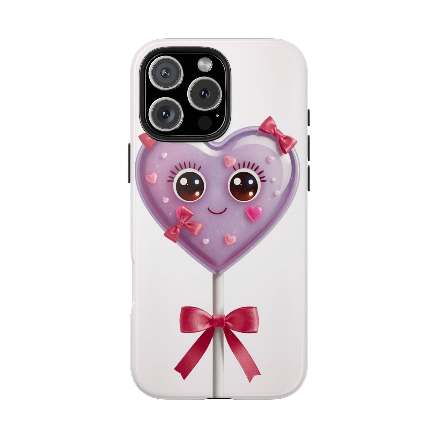 Cute Heart Lollipop Tough Phone Case - Adorable Protection for Candy Lovers
