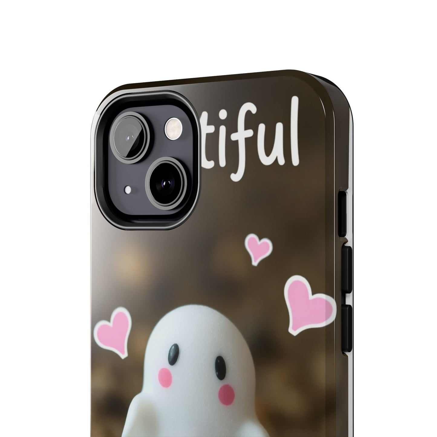 Cute Ghost Tough Phone Case - Beautiful Design with Heart Accents
