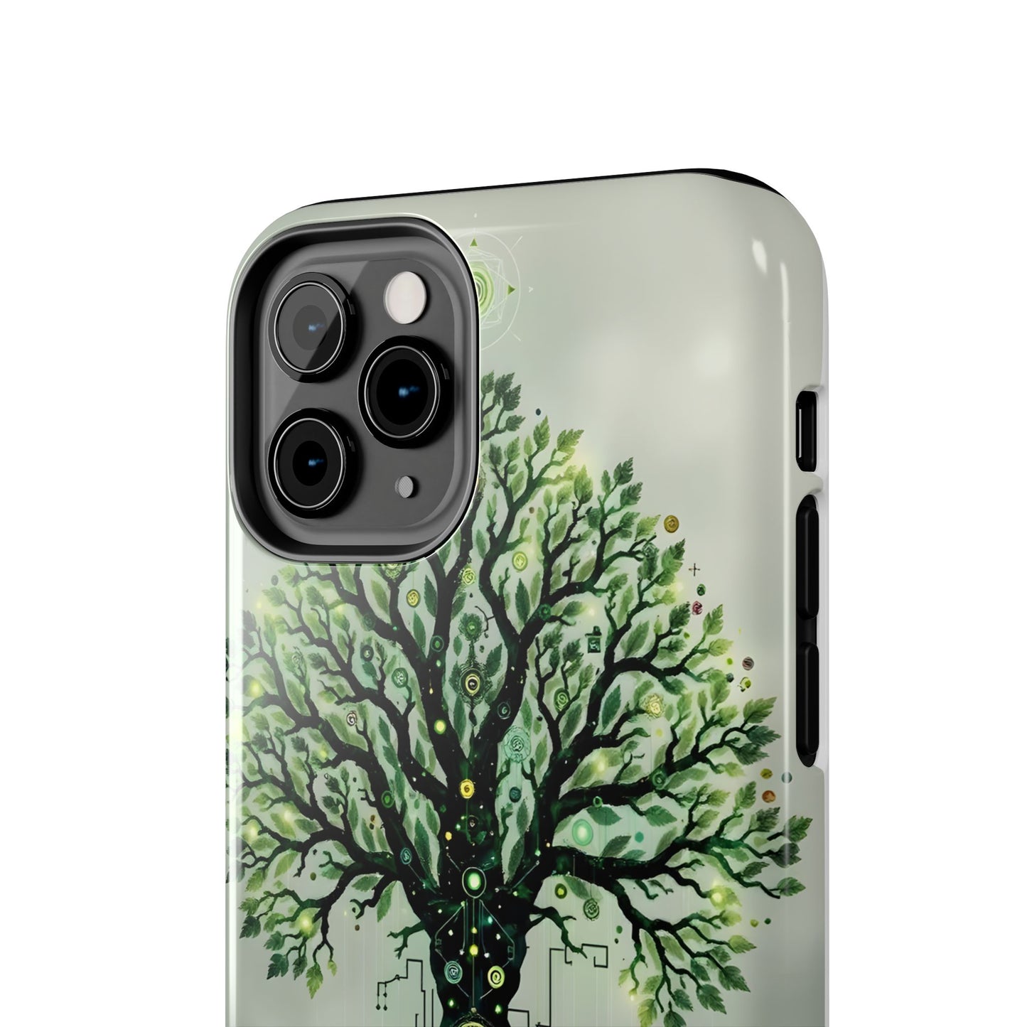 Nature-Inspired Tough Phone Case with Tech Tree Design - for iPhone