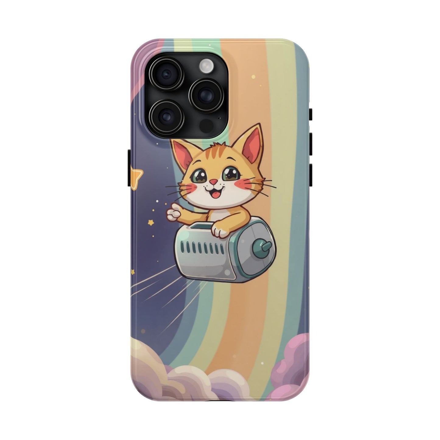 Cute Cat Rocket Phone Case - Vibrant and Playful Tough Case