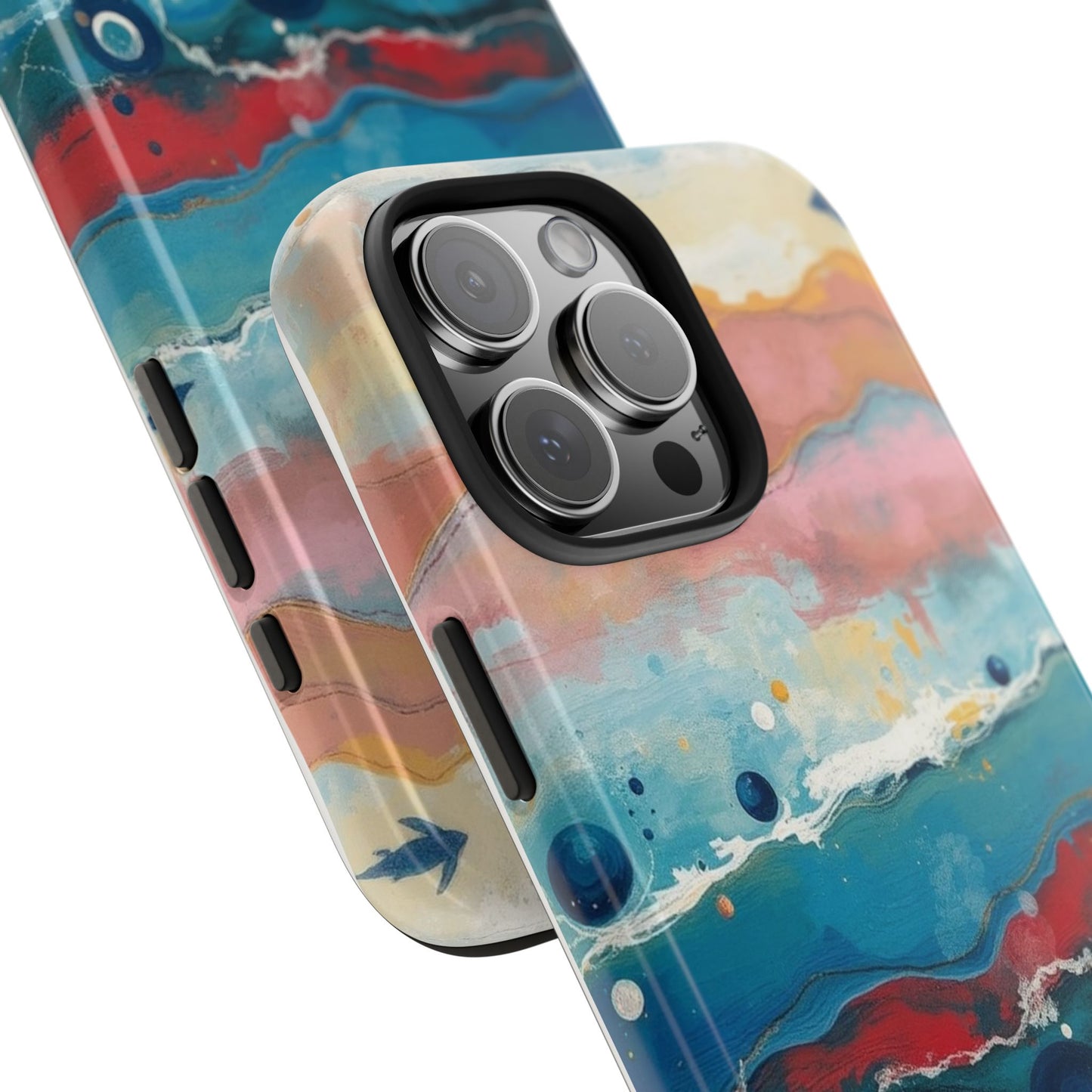 Artistic Tough Phone Case - Vibrant Waves Design for Unique Style