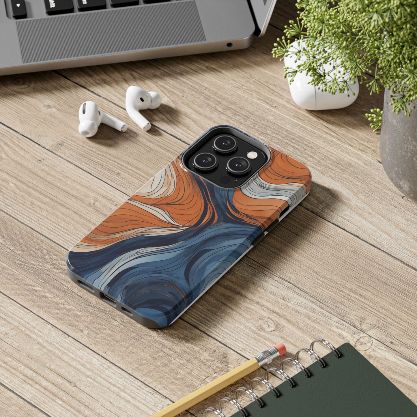 Artistic Tough Phone Case - Vibrant Abstract  Waves Design - for iPhone