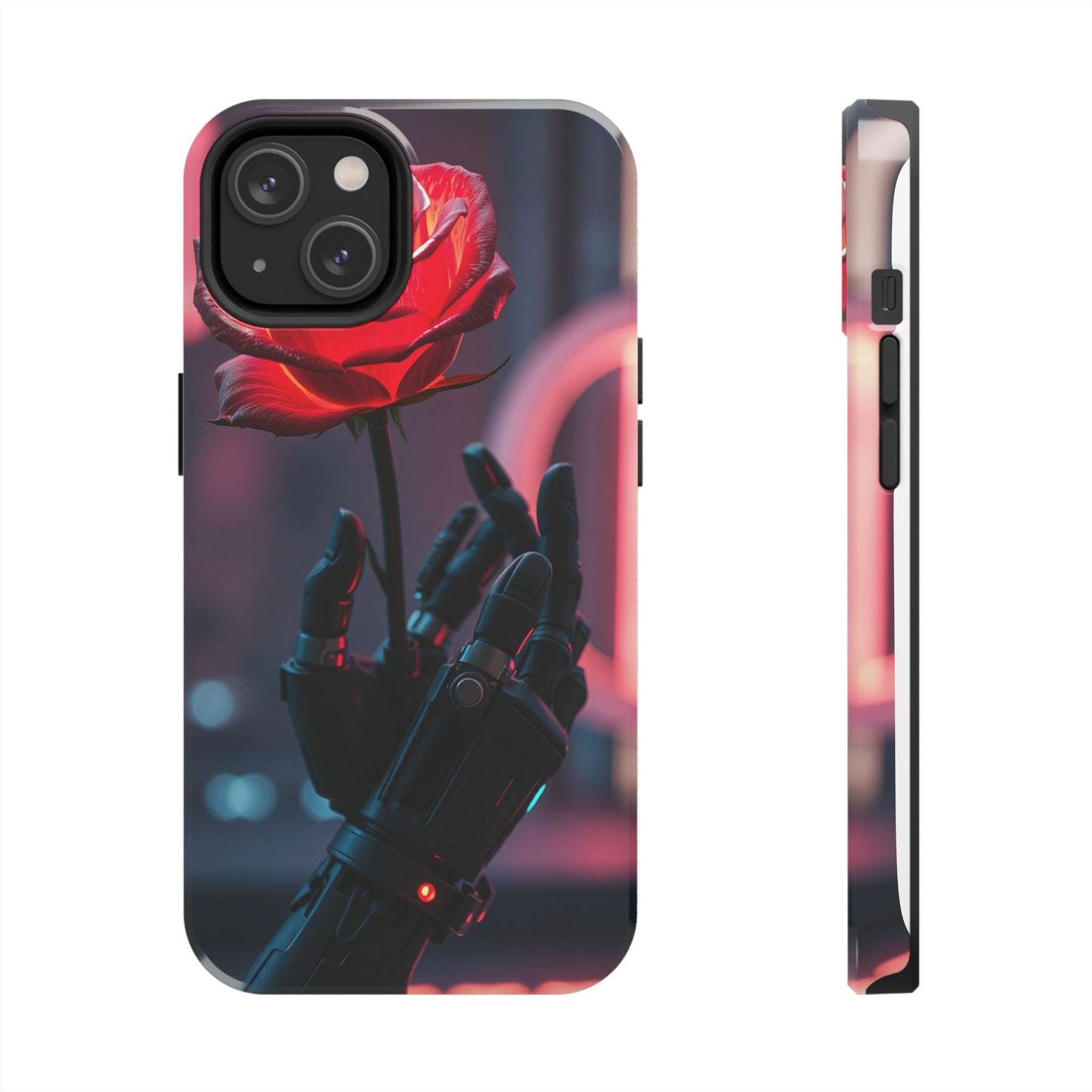 Futuristic Tough Phone Case with Robotic Rose Design | Durable Protection