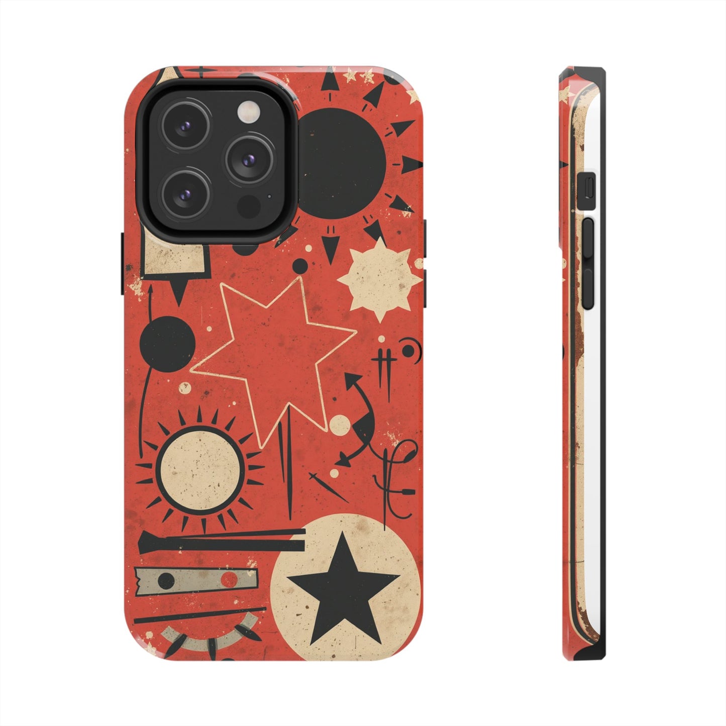Retro Bold Tough Phone Case - Unique Geometric Design - for iPhone
