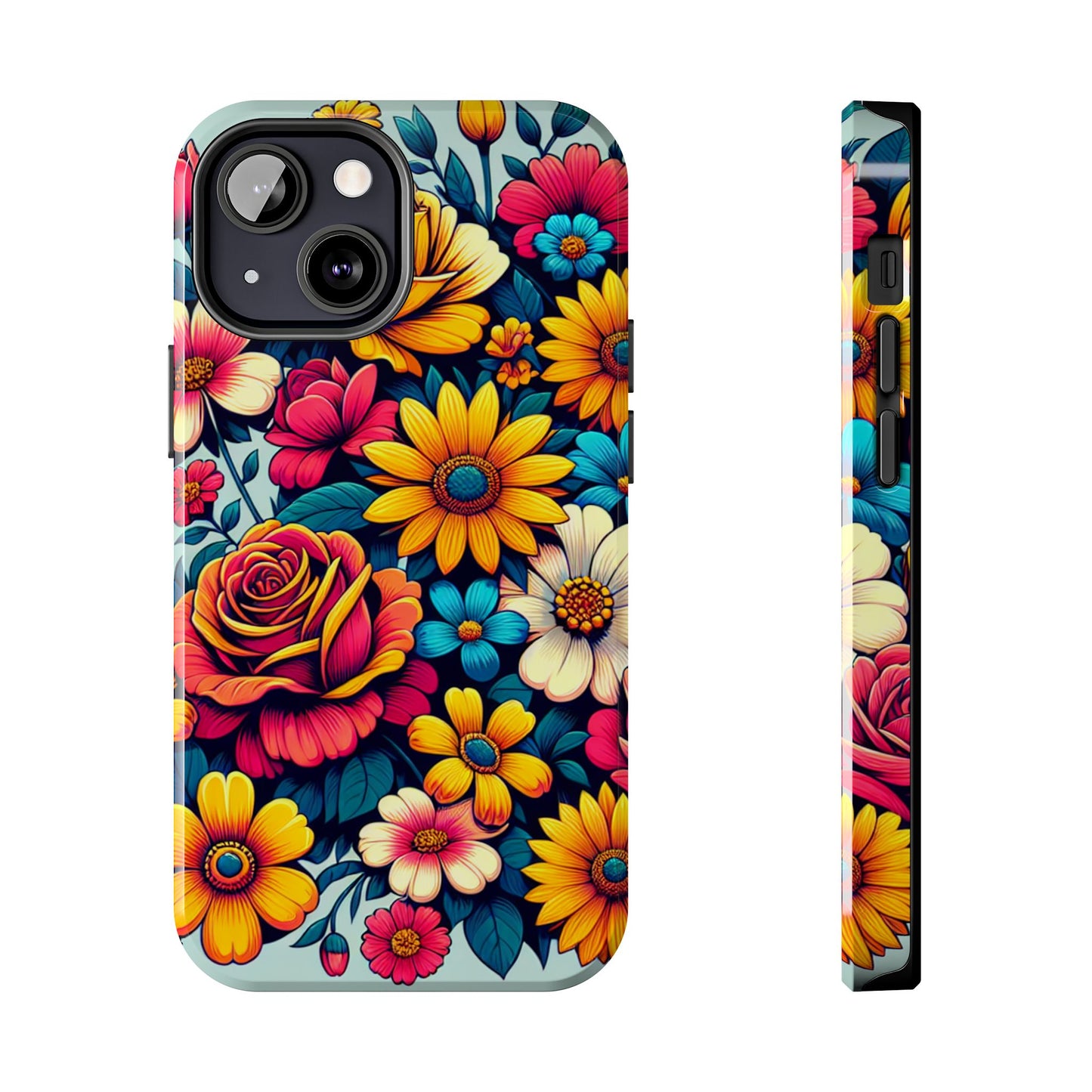 Vibrant Floral Tough Phone Case - Colorful Flower Design - for iPhone