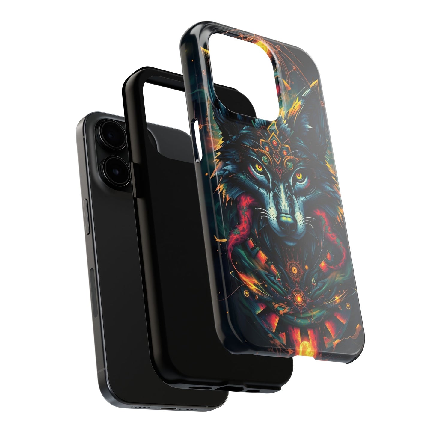 Vibrant Mystical Wolf Art Tough Phone Case - Durable & Unique Design for Animal Lovers - for iPhone
