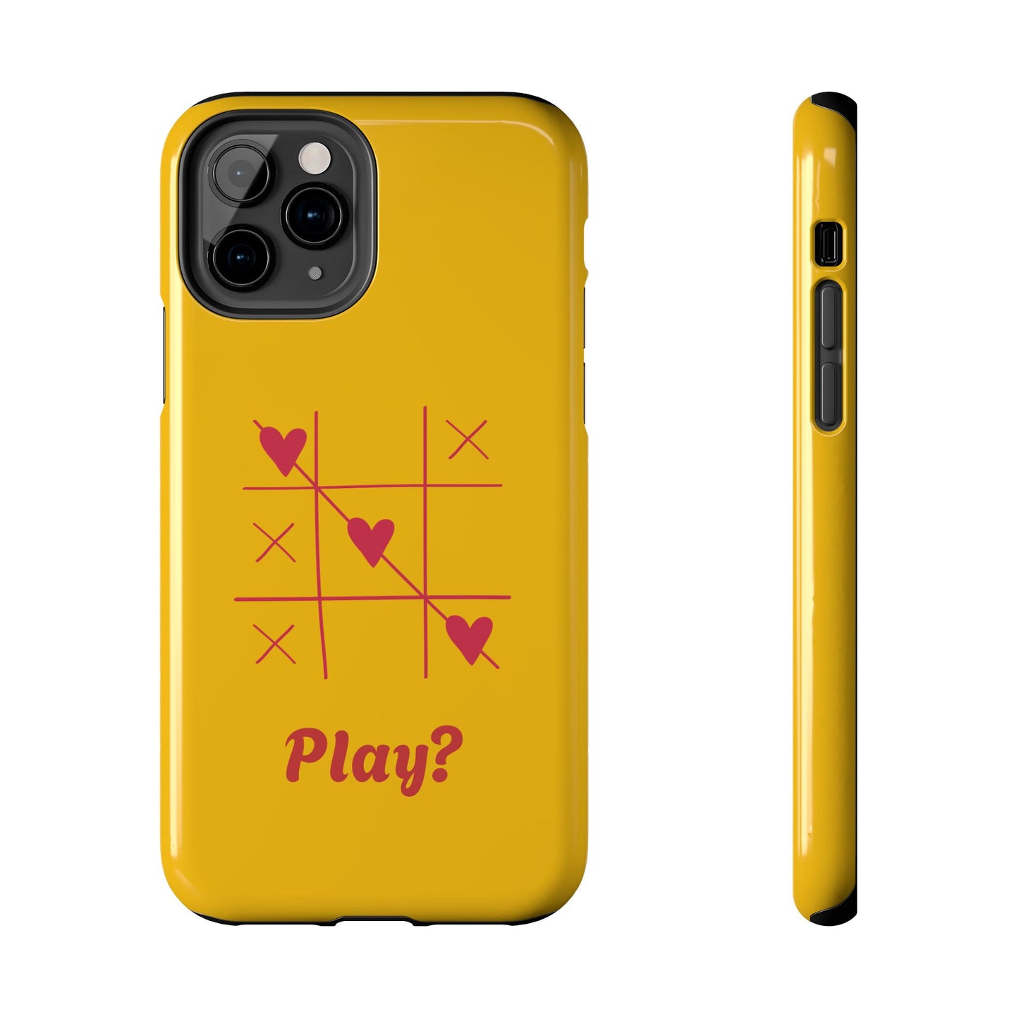 Heart Game Tough Phone Case - Fun Yellow Design for Gamers & Loved Ones - for iPhone