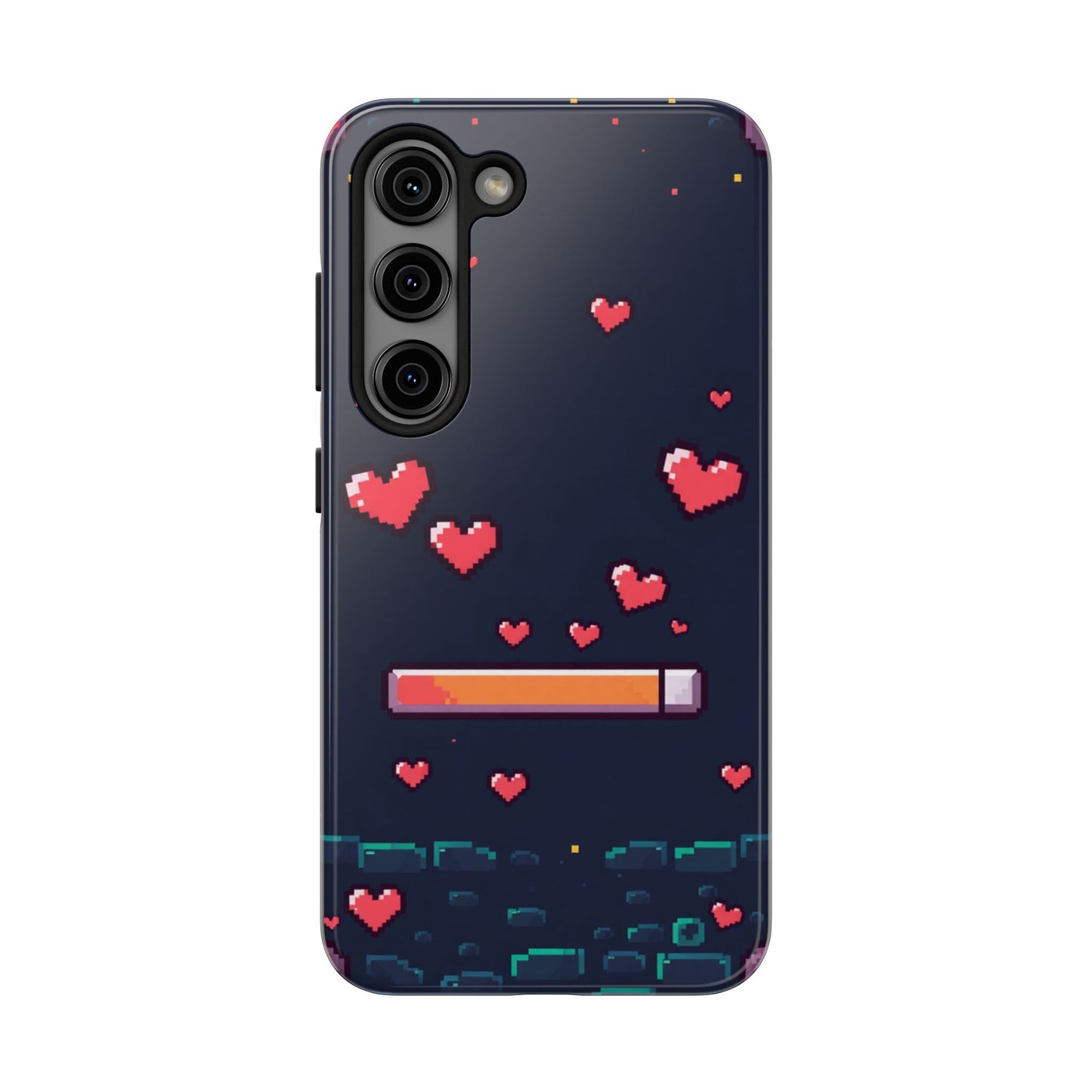 Pixel Heart Tough Phone Case - Retro Gamer Style for Valentine's Day