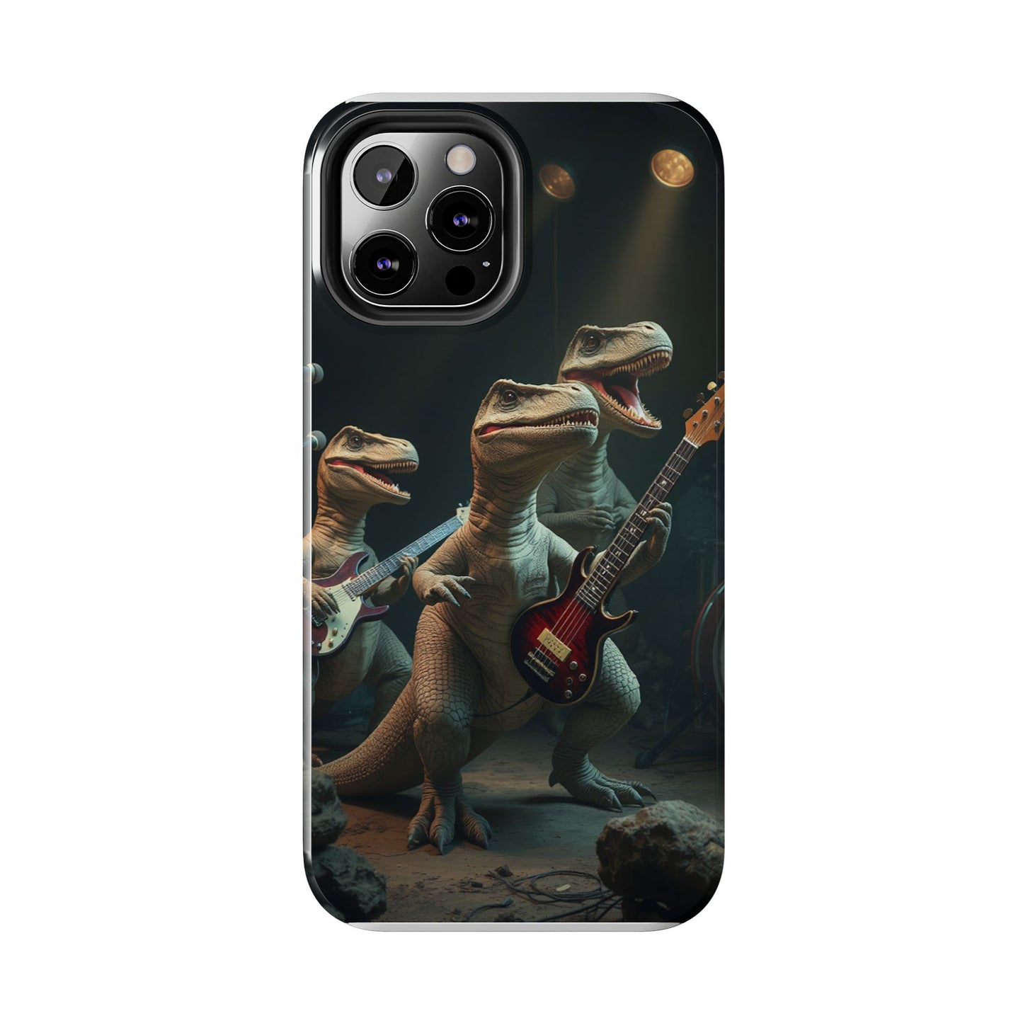 Rockin' Dinosaur Tough Phone Cases - Perfect for Music Lovers and Kids!