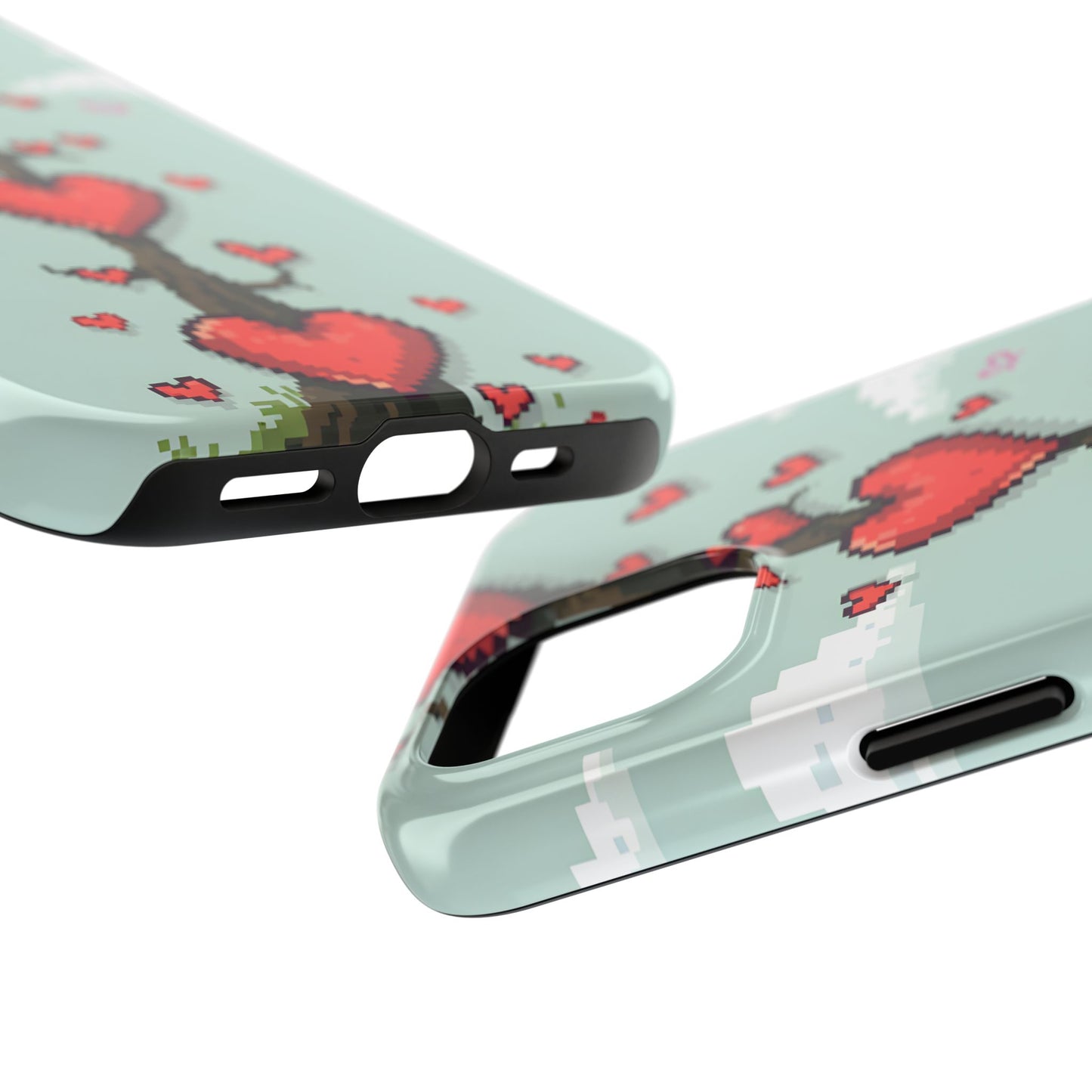 Pixelated Love Hearts Tree | Tough Phone Case - Cute Design - for iPhone