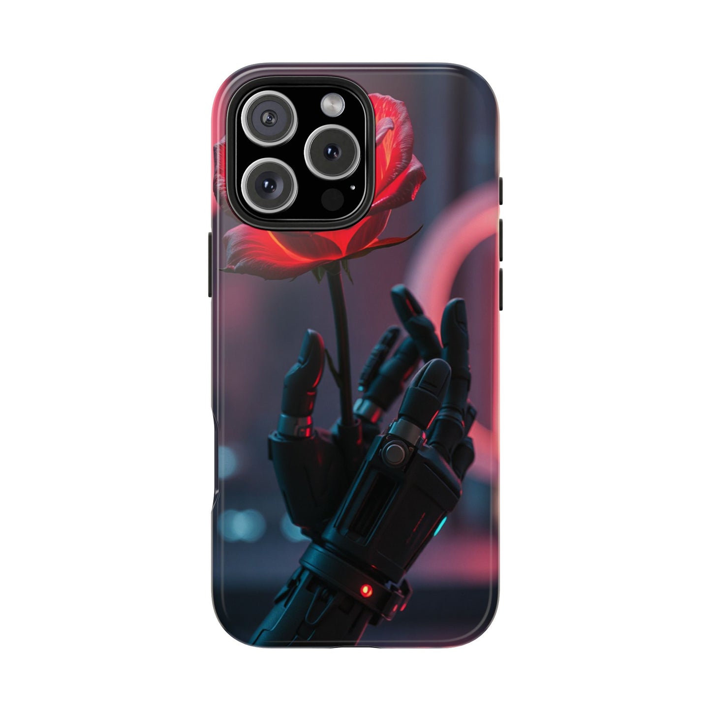 Futuristic Tough Phone Case with Robotic Rose Design | Durable Protection