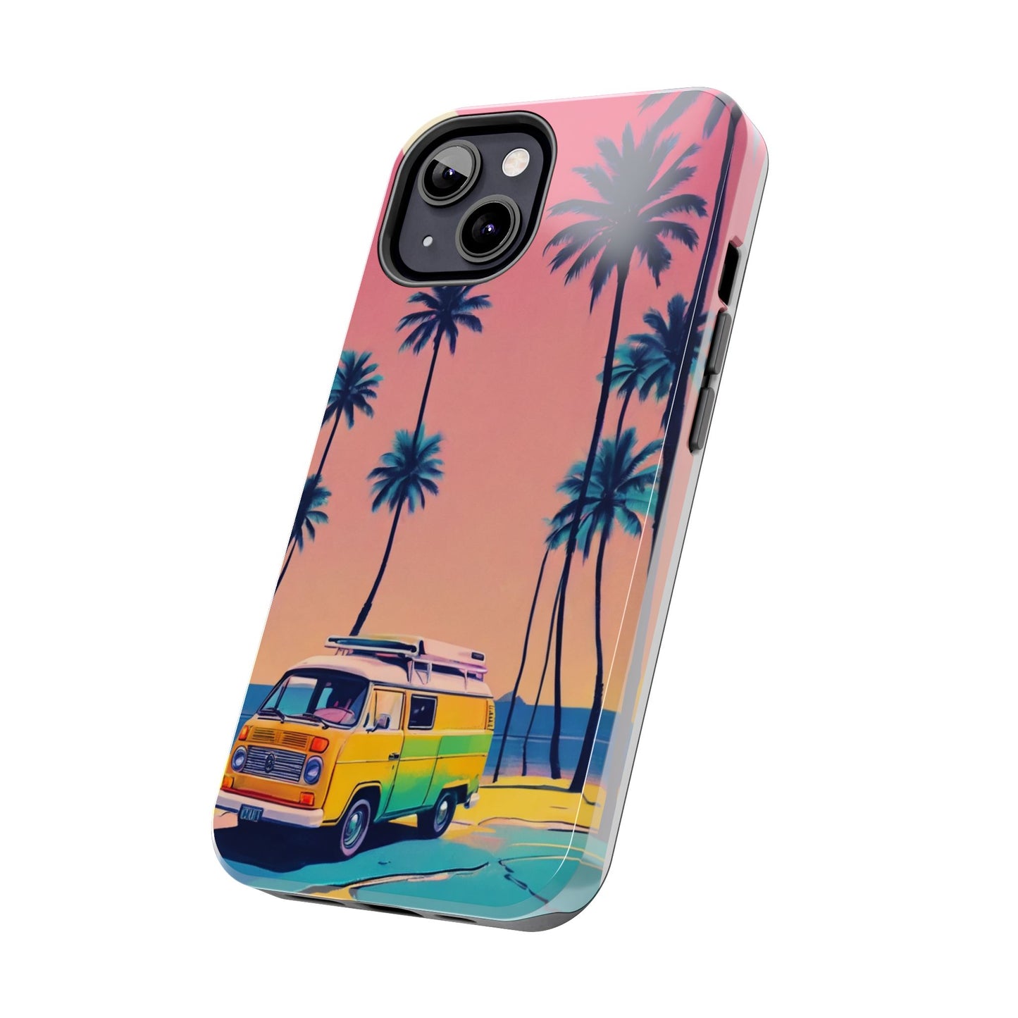 Tropical Beach Vibe Tough Phone Case - Vintage Van Design - for iPhone