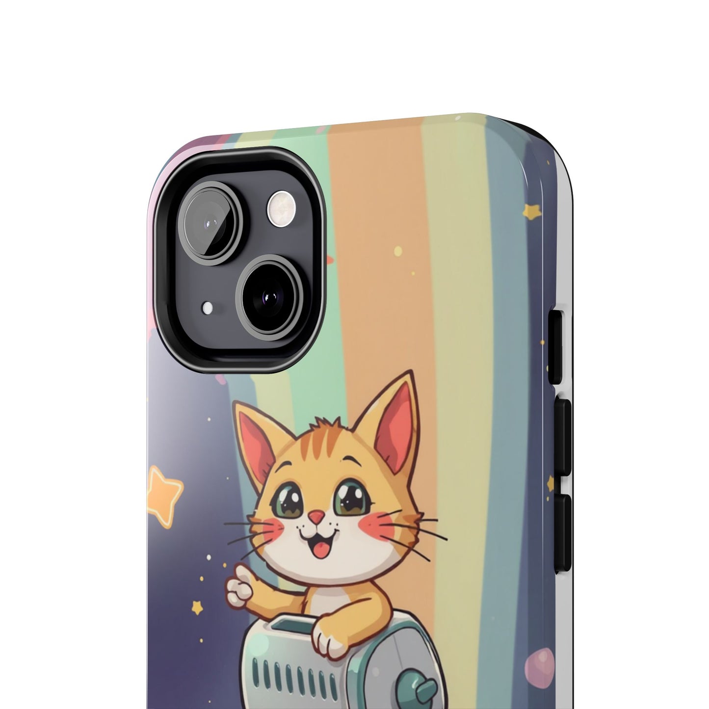 Cute Cat Rocket Phone Case - Vibrant and Playful Tough Case