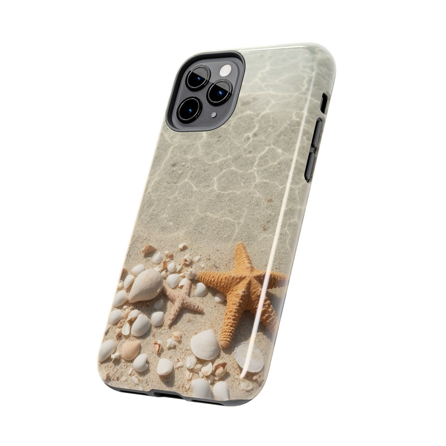 Beach-Inspired Tough Phone Case with Starfish and Seashell Design