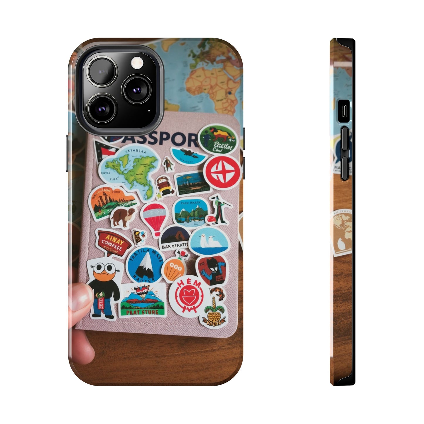 Adventure Stickers Phone Case - Tough Protection for Travel Lovers