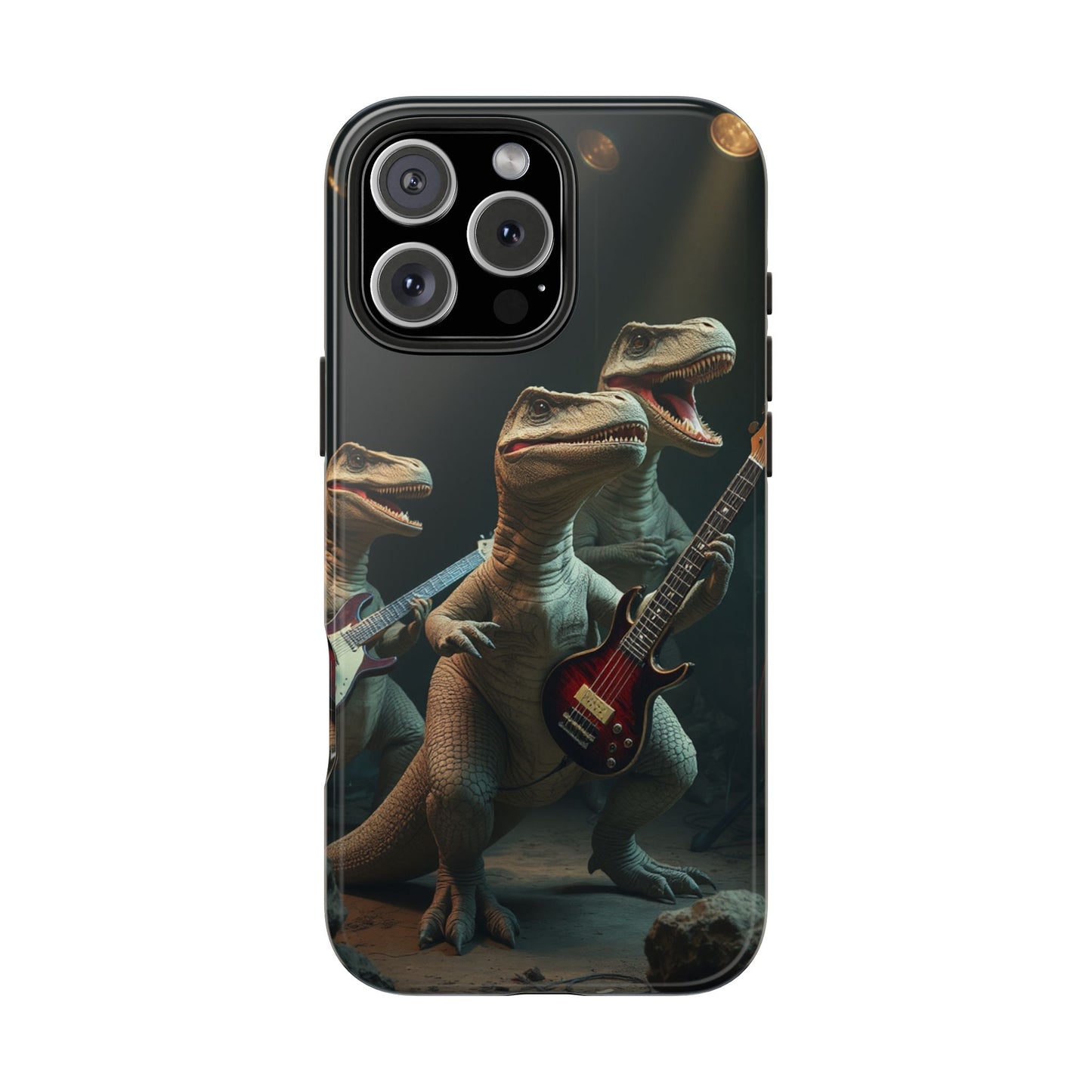 Rockin' Dinosaur Tough Phone Cases - Perfect for Music Lovers and Kids!
