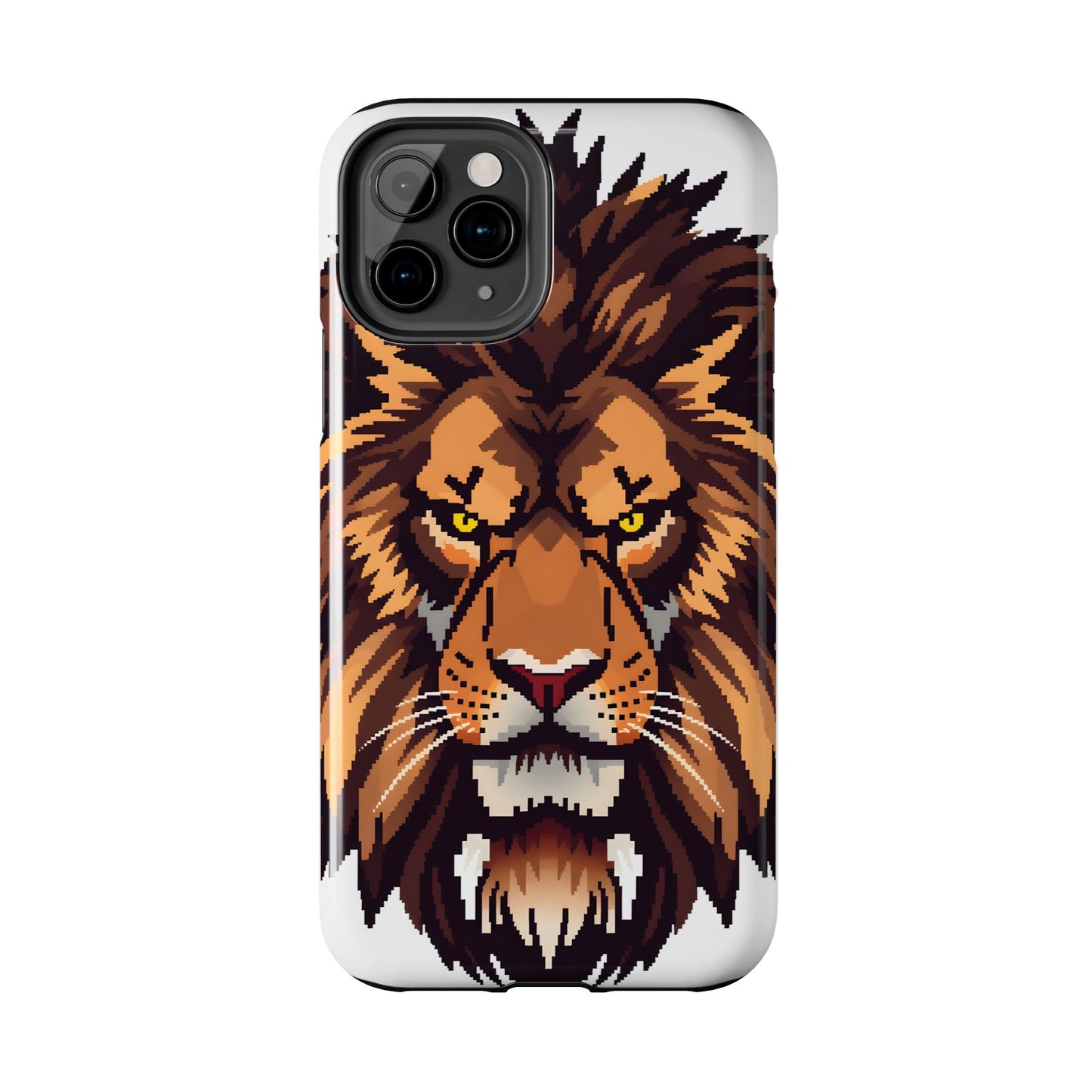 Fierce Pixelated Lion Tough Phone Case - Durable Design for Animal Lovers - for iPhone