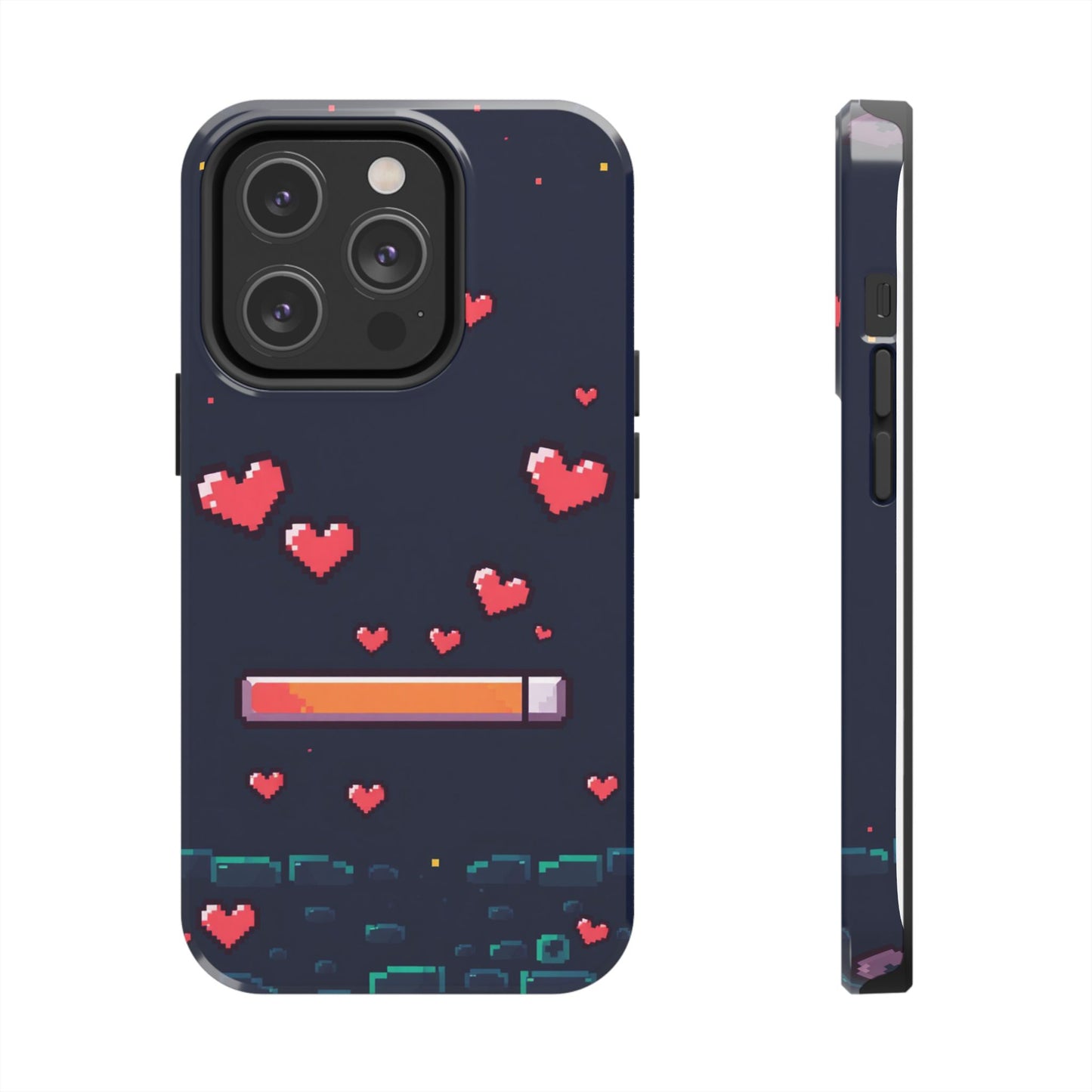 Pixel Heart Tough Phone Case - Retro Gamer Style for Valentine's Day