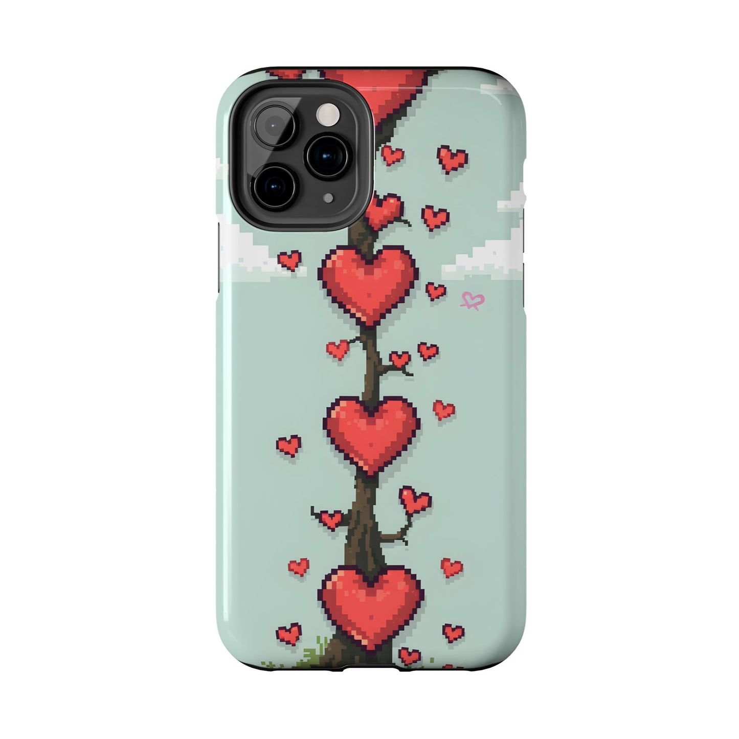 Pixelated Love Hearts Tree | Tough Phone Case - Cute Design - for iPhone