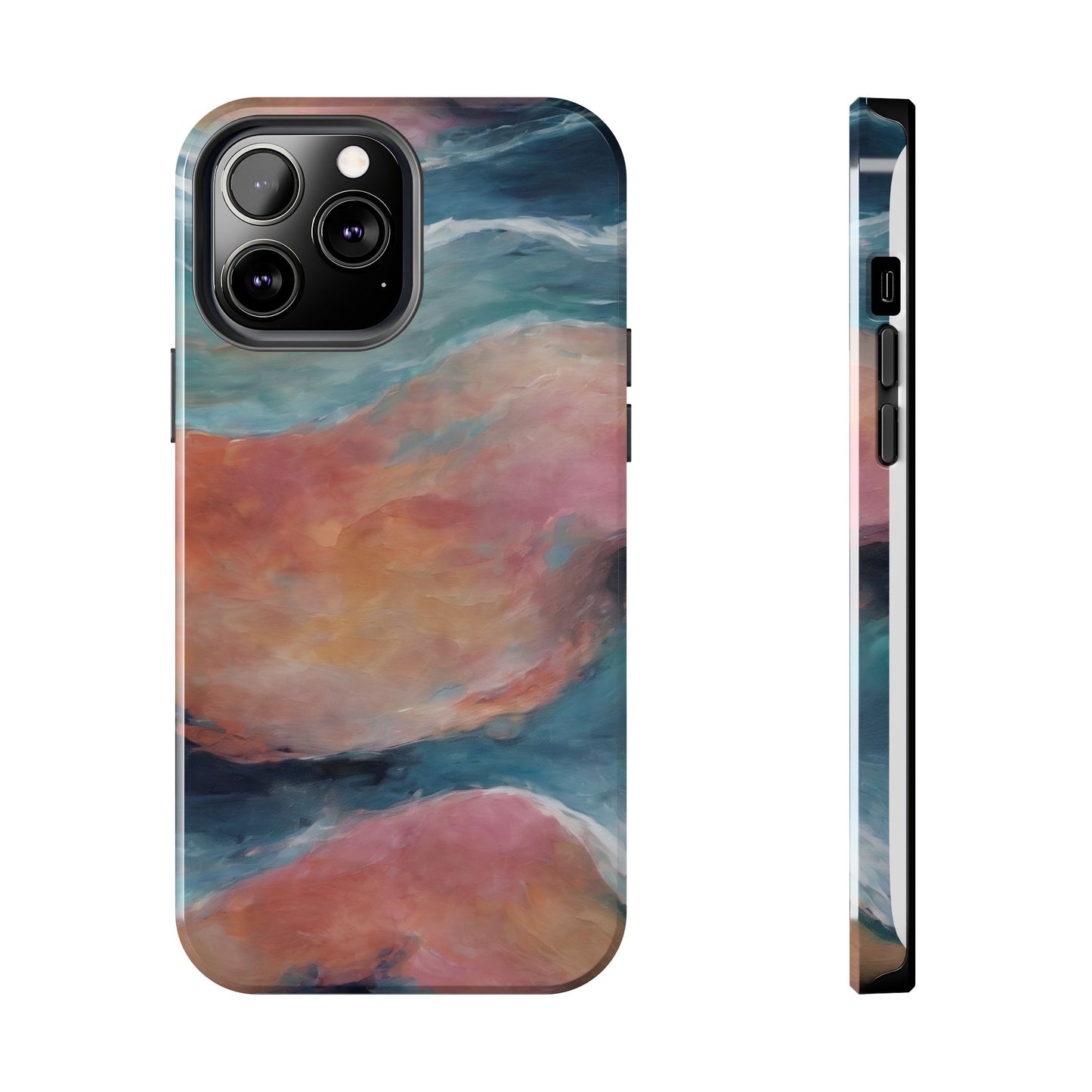 Artistic Painted Sea Tough Phone Case - Abstract Waves Design - for iPhone